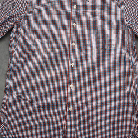 J Crew Shirt Mens Large 16 .5 Blue Red Plaid Dress Workwear Office Button Up - Picture 11 of 16